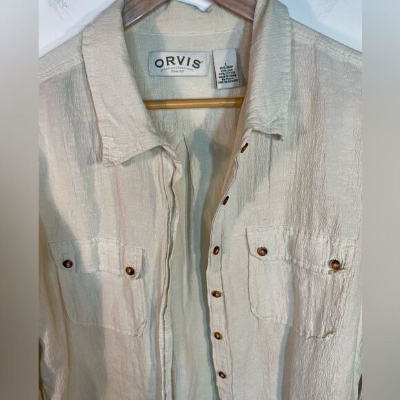 Orvis Women’s Long Sleeve Button Down Hemp/Silk/Cotton Blend‎ Large - Picture 2 of 6